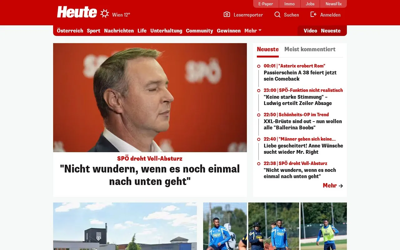 Heute homepage screenshot