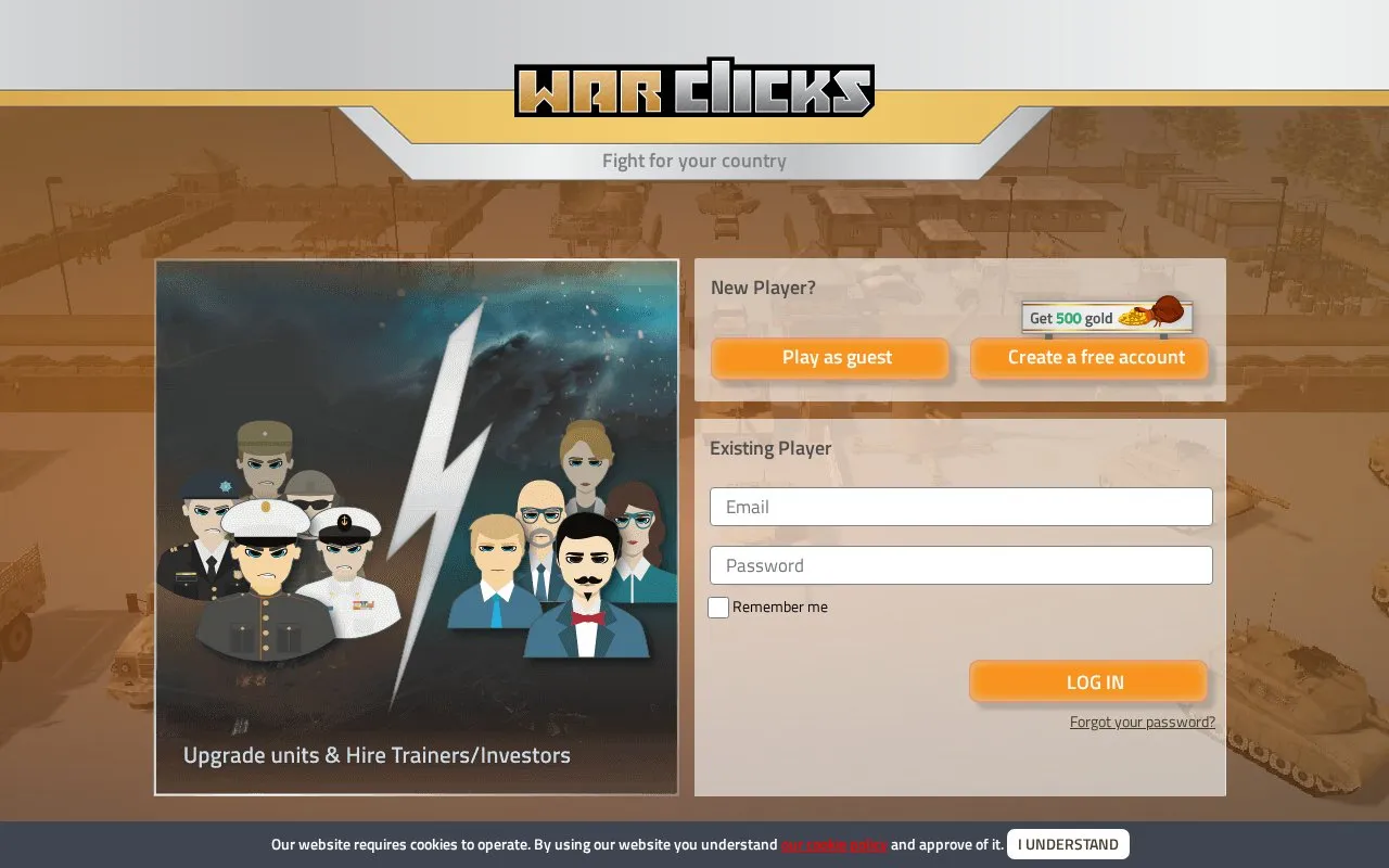 WarClicks homepage screenshot