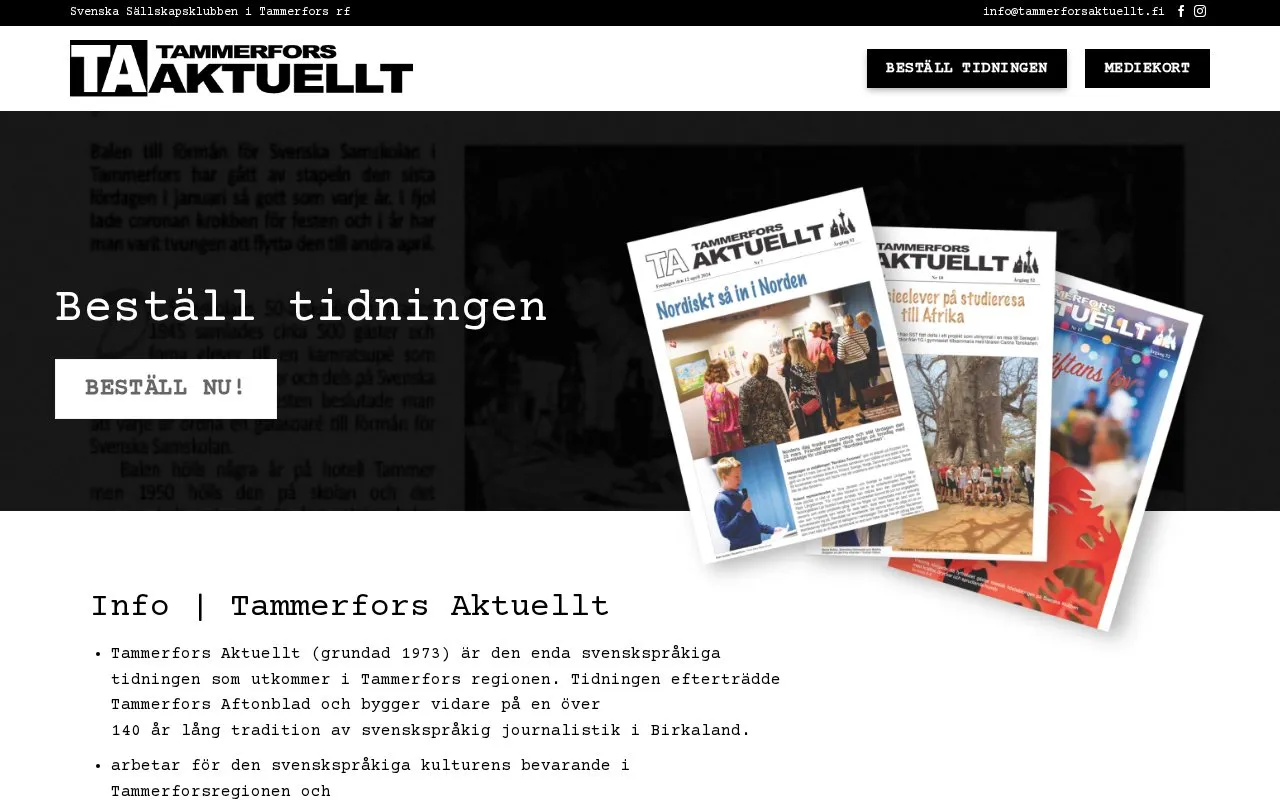 Tammerfors Aktuellt homepage screenshot