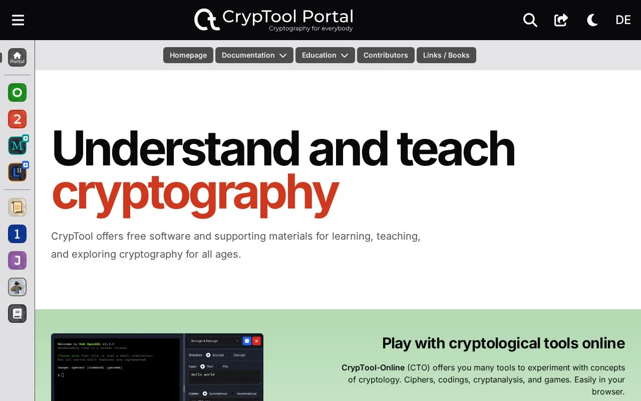 CrypTool homepage screenshot