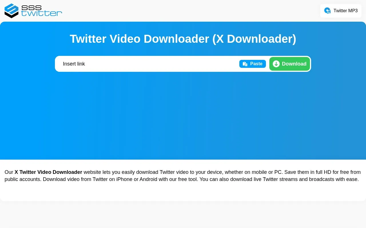 sssTwitter homepage screenshot