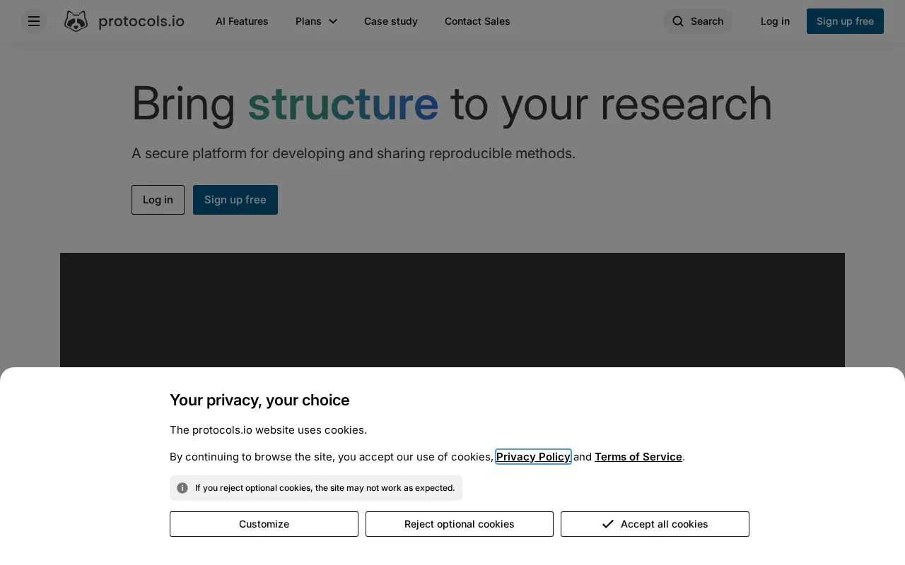 protocols.io homepage screenshot