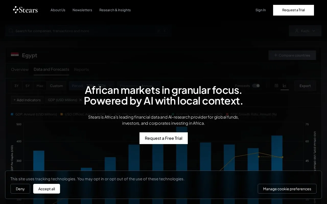 Stears News homepage screenshot