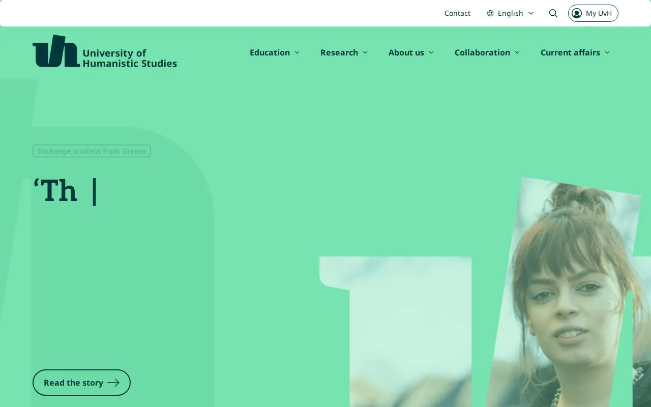 University of Humanistic Studies homepage screenshot