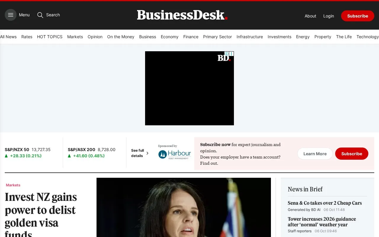 BusinessDesk homepage screenshot