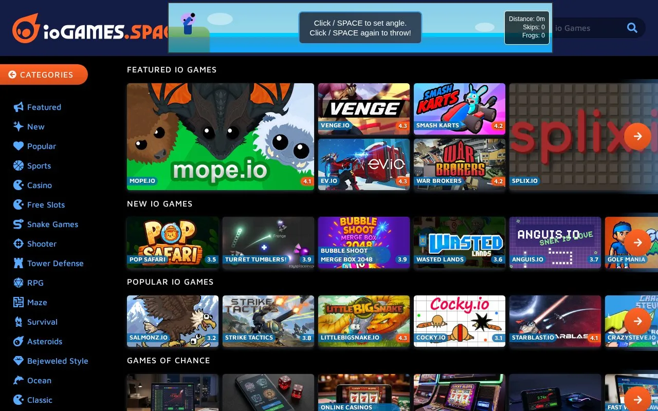 iogames.space homepage screenshot