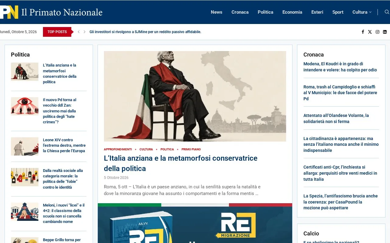 Il Primato Nazionale homepage screenshot
