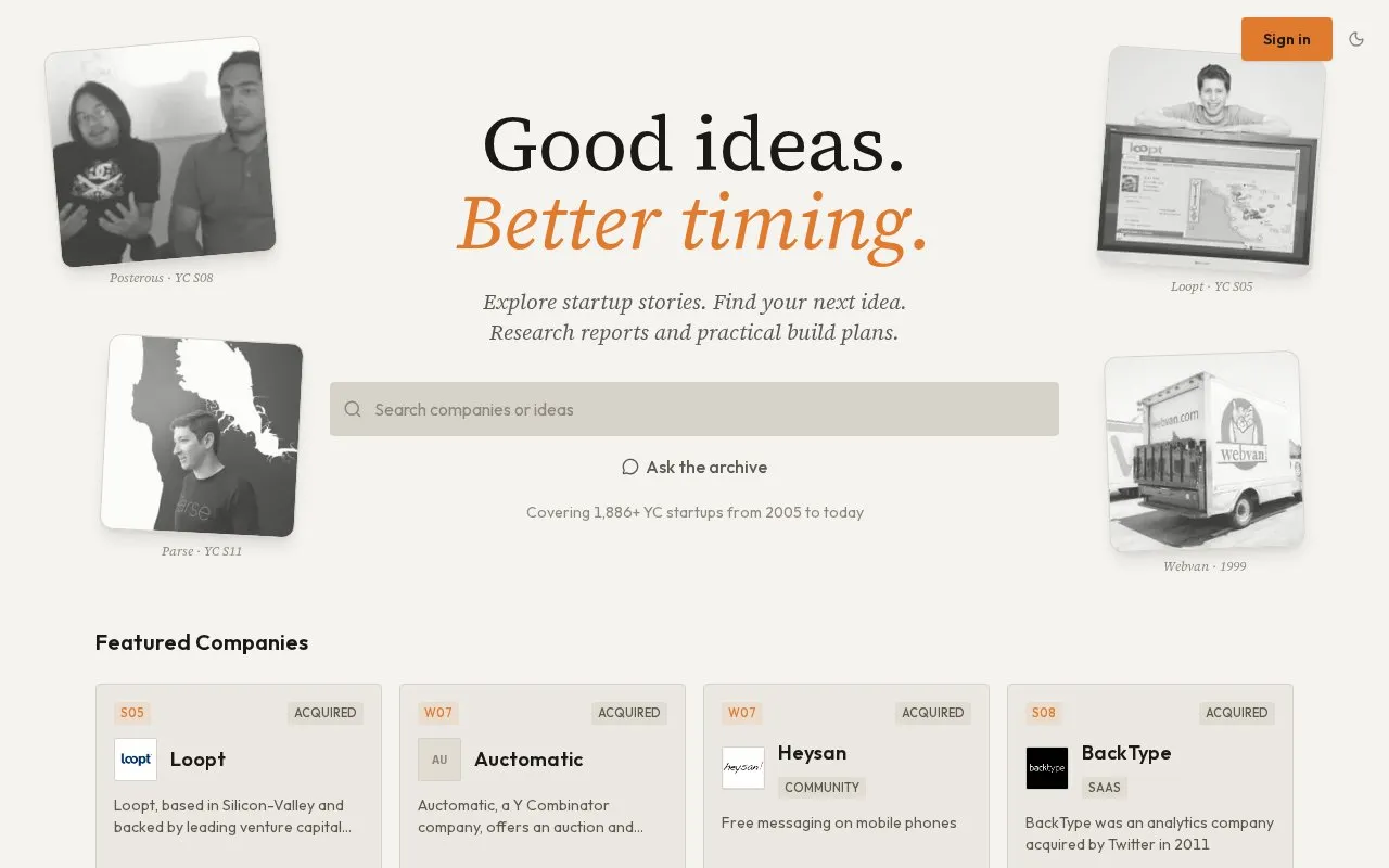 Startups.RIP homepage screenshot