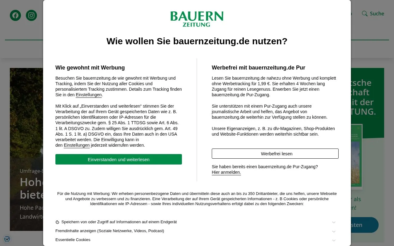 BAUERNZEITUNG homepage screenshot