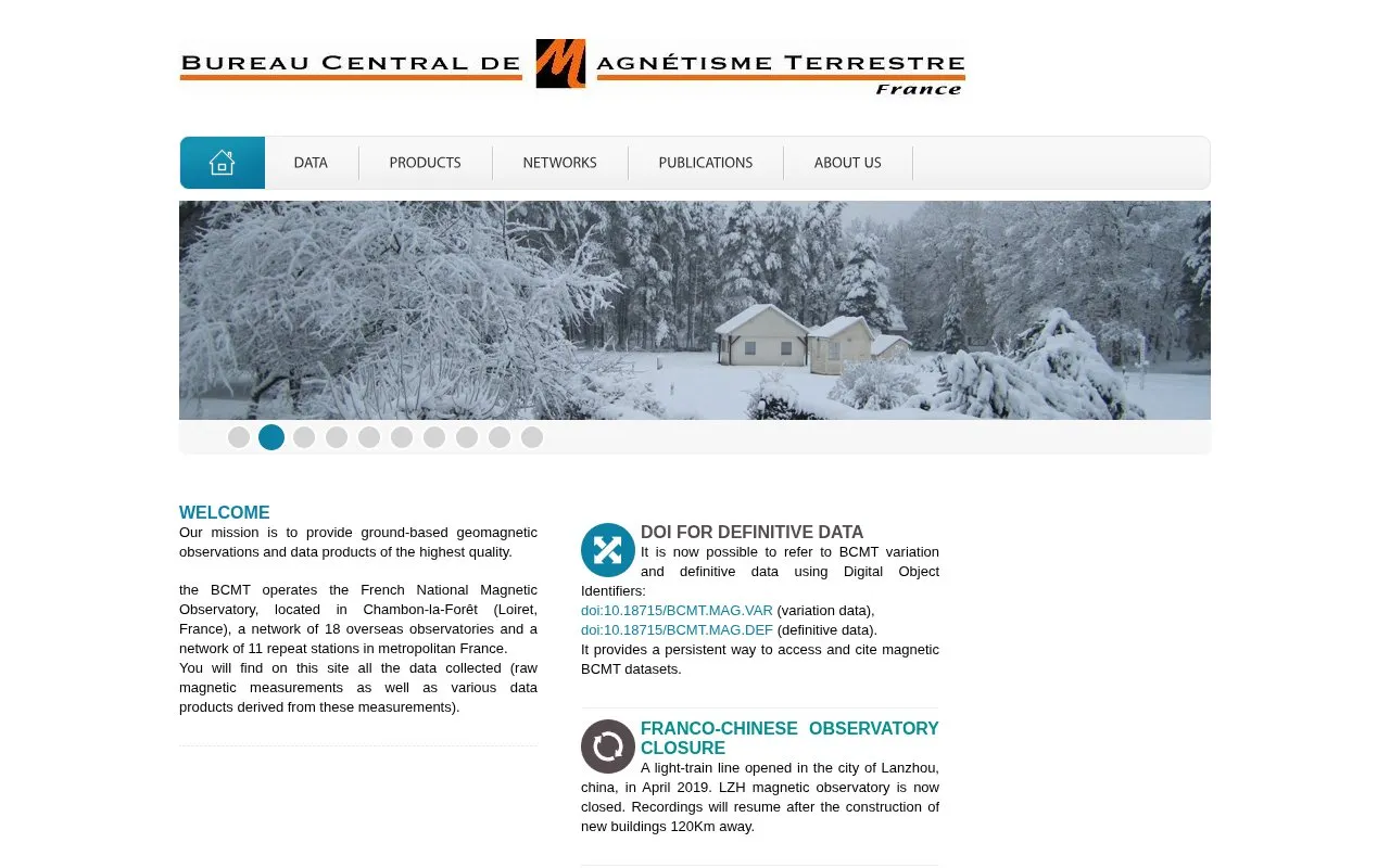 Bureau Central de Magnétisme Terrestre homepage screenshot