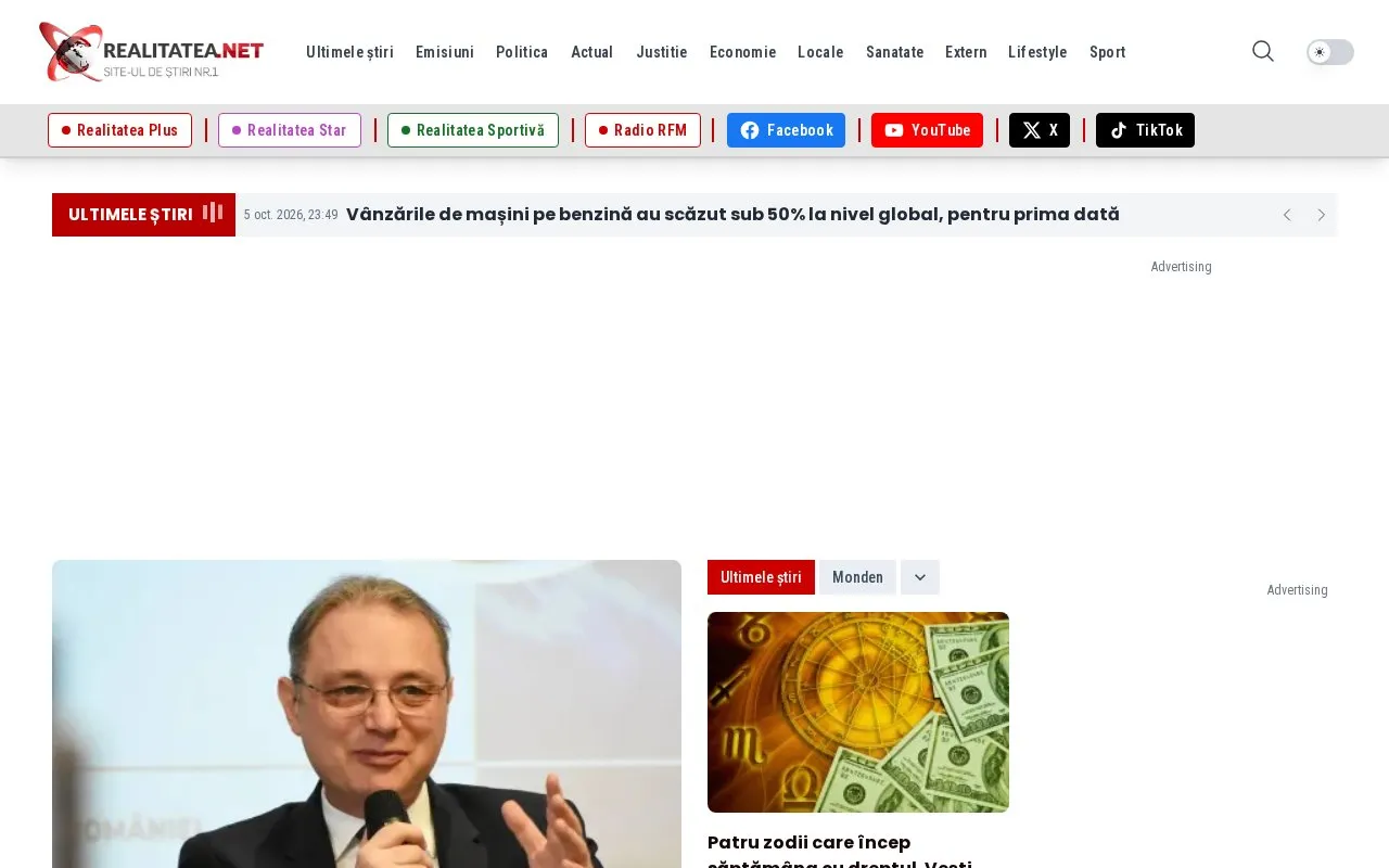 Realitatea.NET homepage screenshot