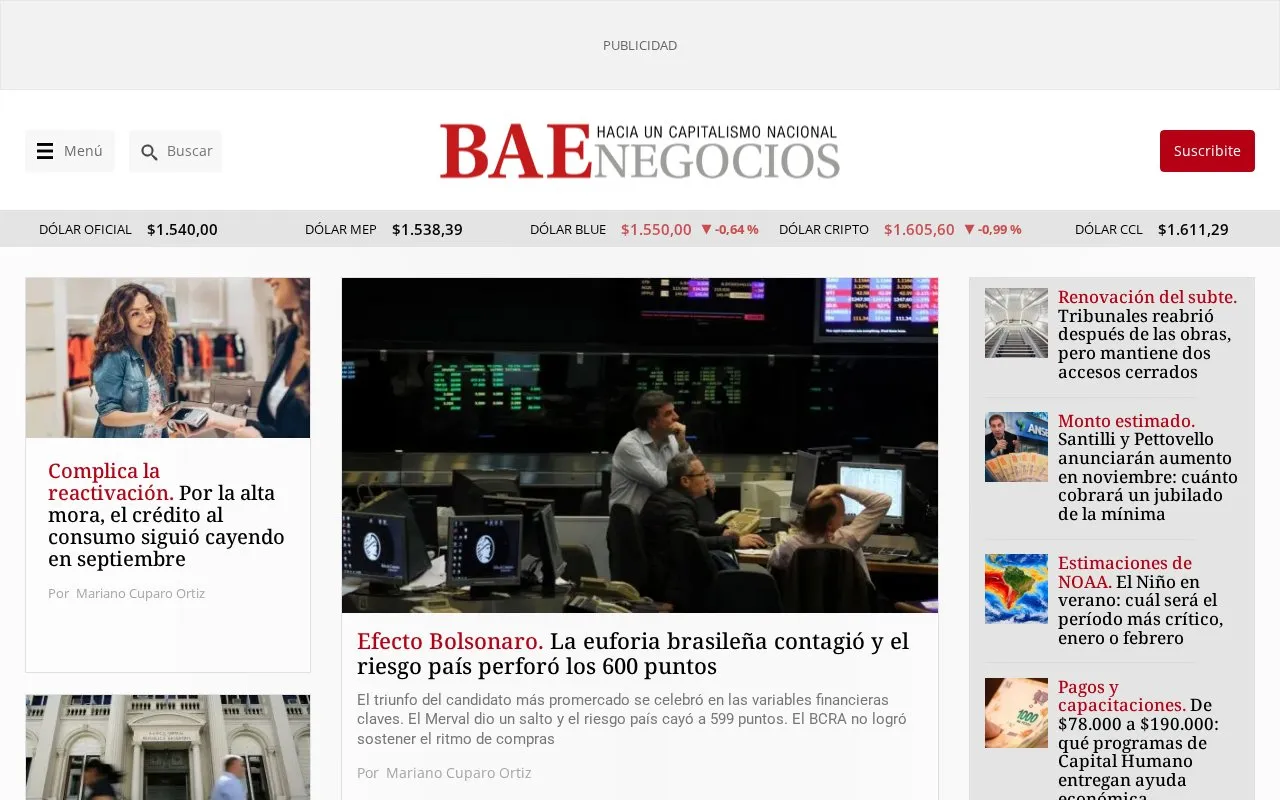 Buenos Aires Económico homepage screenshot
