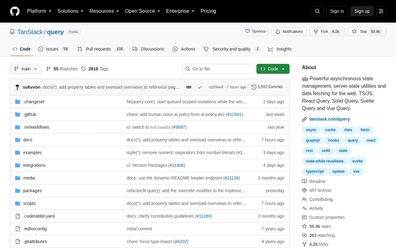 Query homepage screenshot