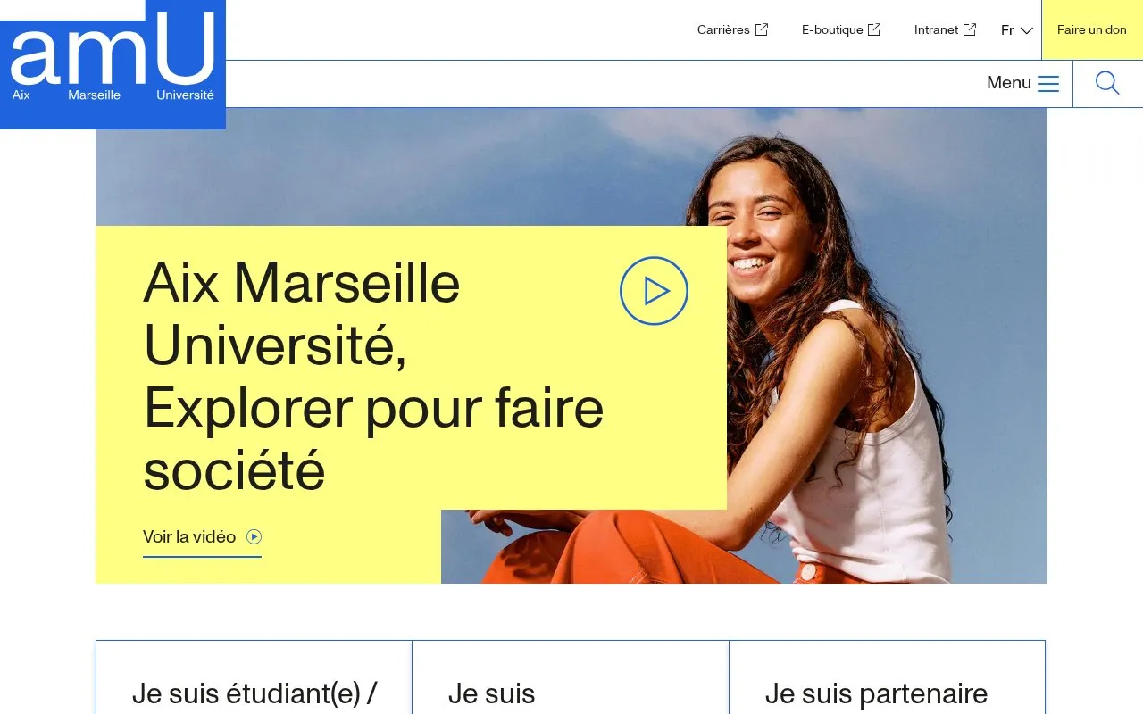 Aix-Marseille Universite homepage screenshot