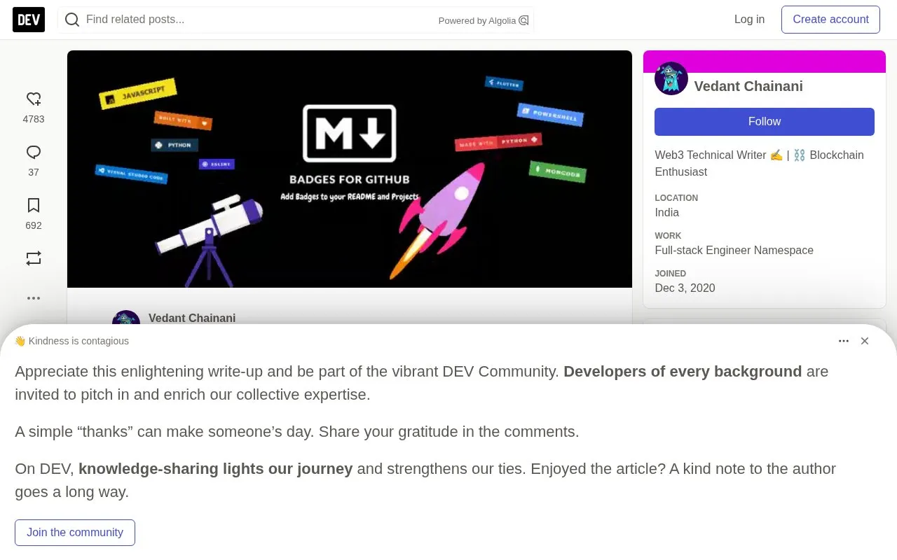 Awesome Badges homepage screenshot