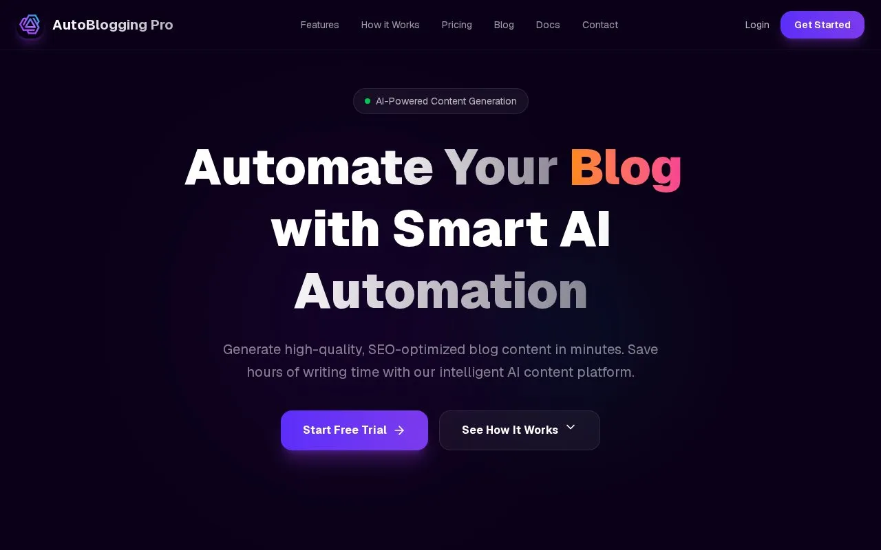 AutoBlogging Pro homepage screenshot