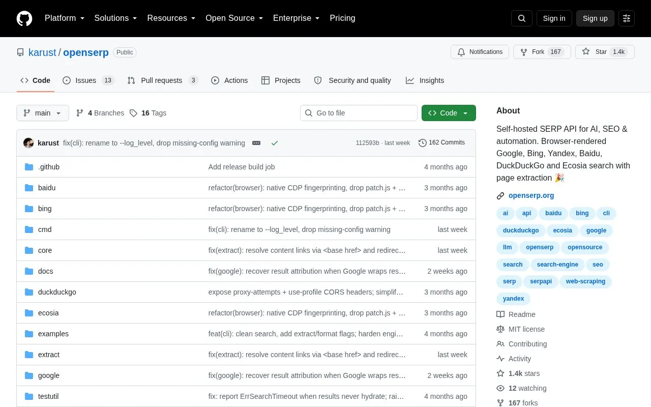 openserp homepage screenshot