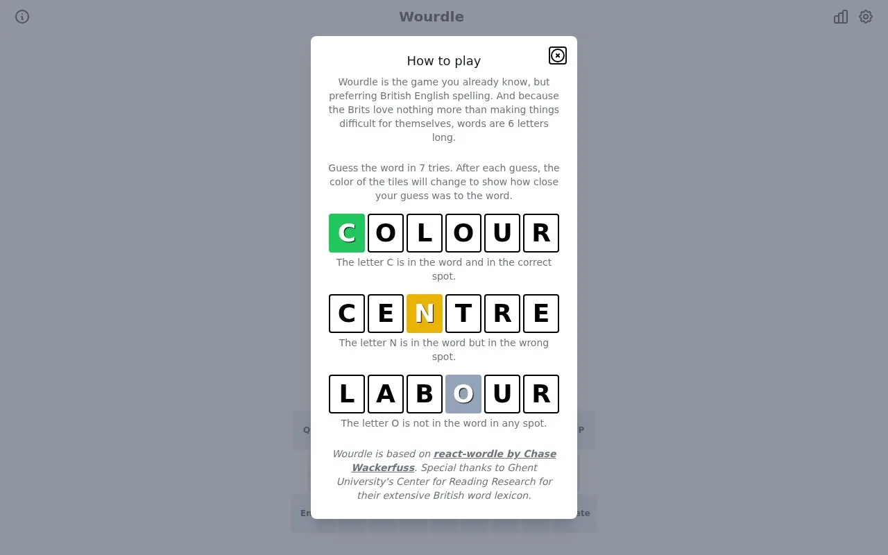 Wourdle homepage screenshot