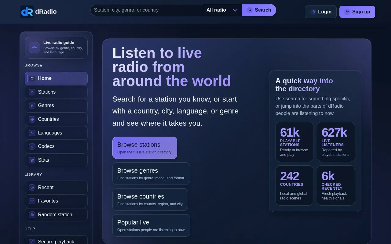 Radio.dubbeh homepage screenshot