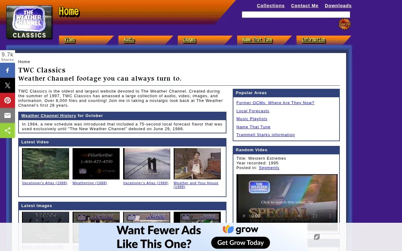 TWC Classics homepage screenshot