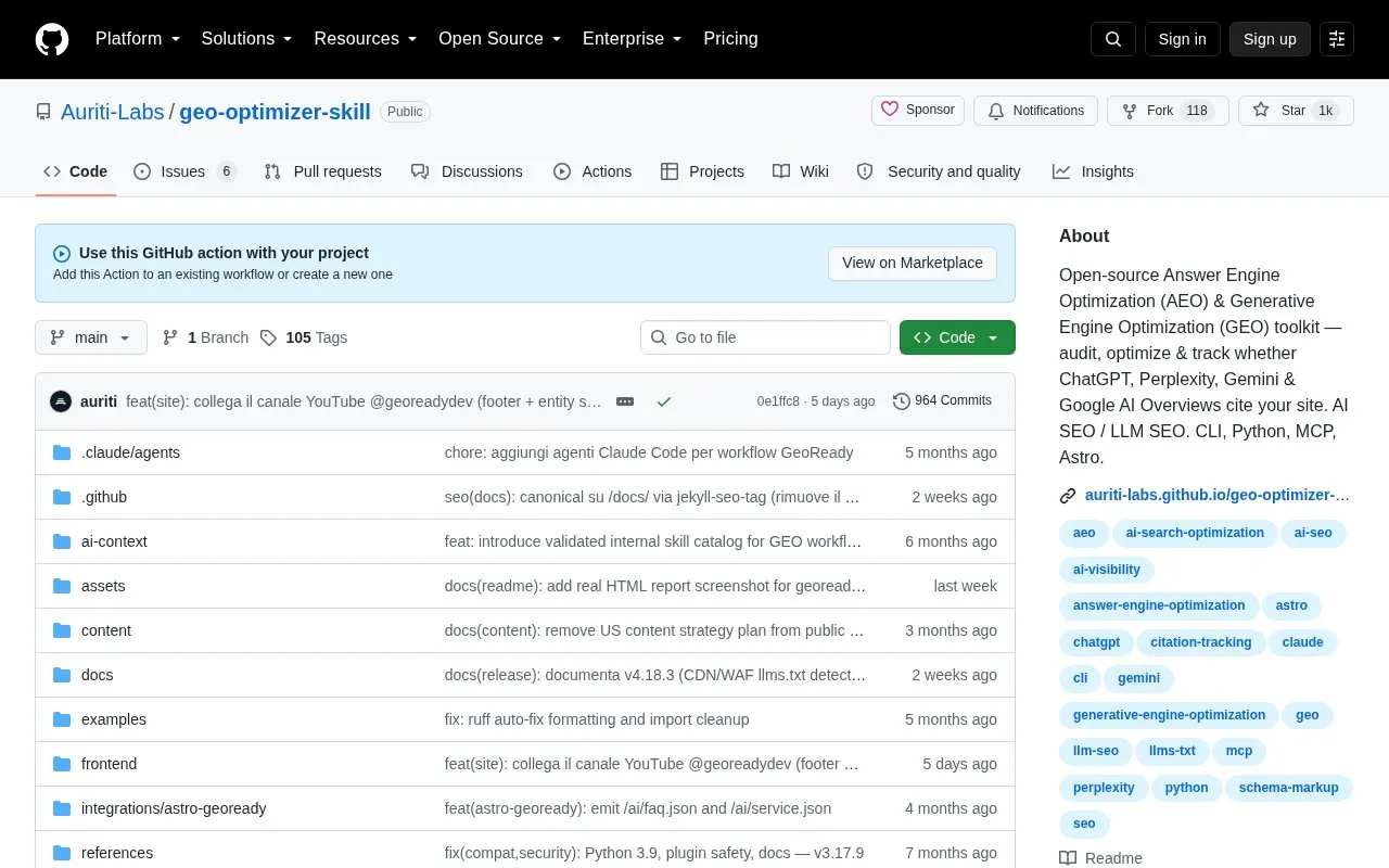 geo-optimizer-skill homepage screenshot