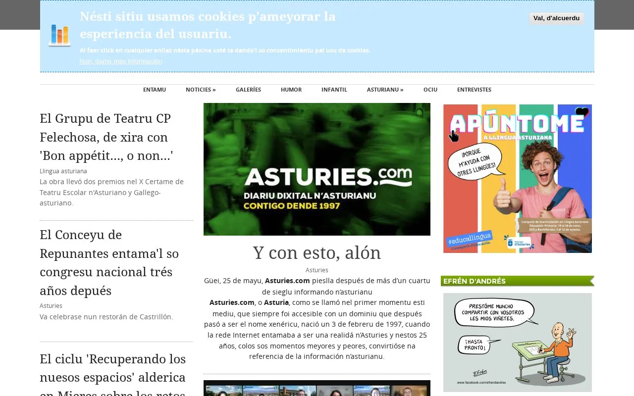 Asturies.com homepage screenshot