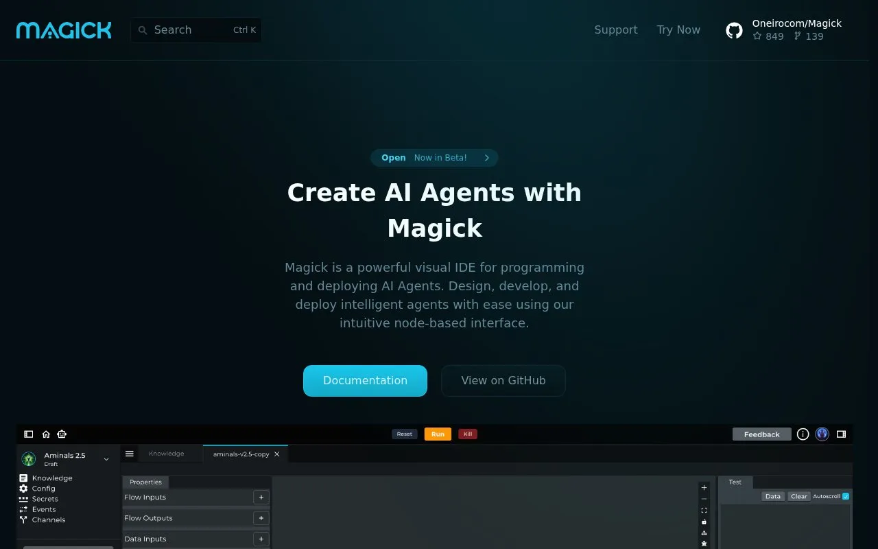 Magick homepage screenshot