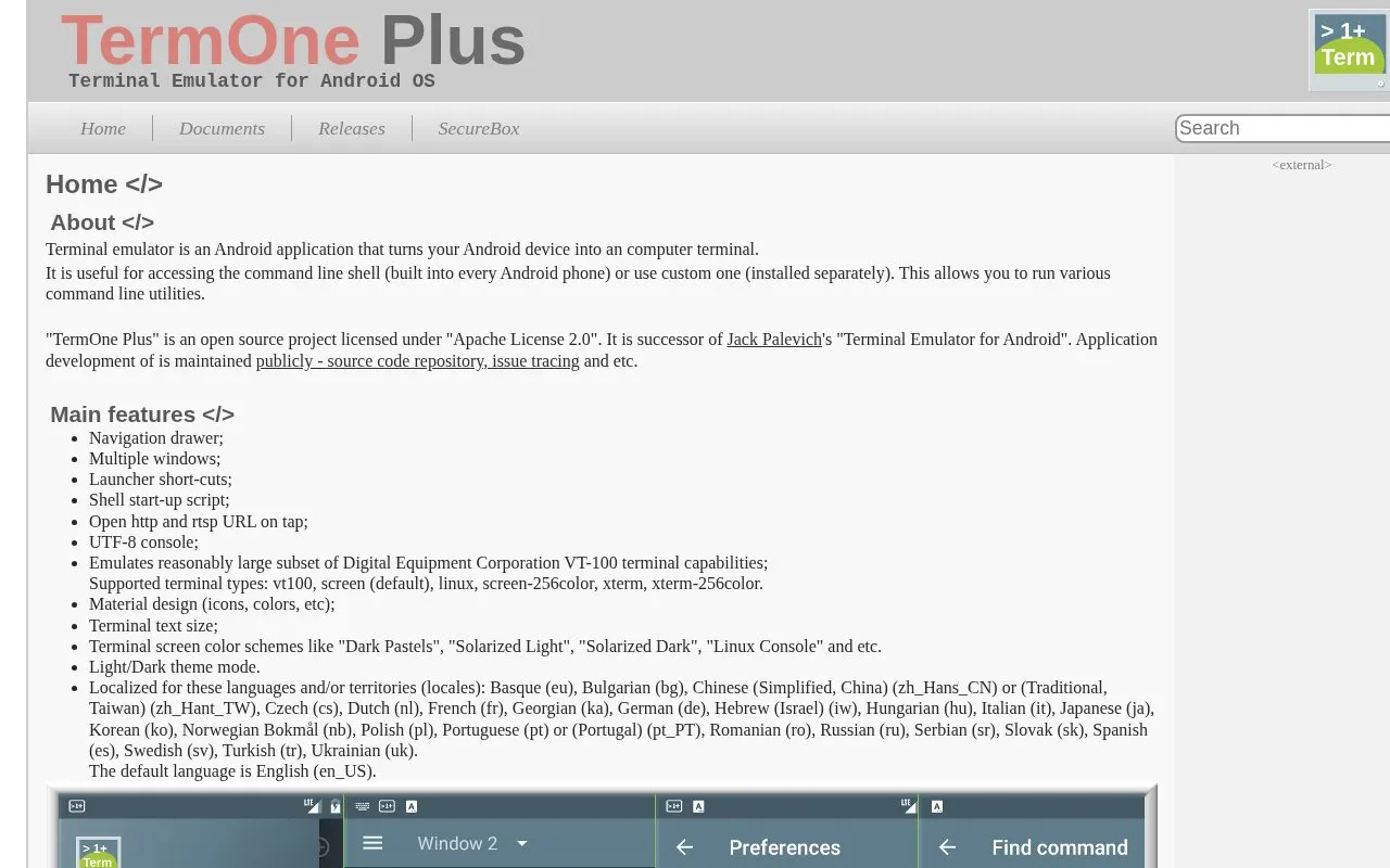 TermOne Plus homepage screenshot