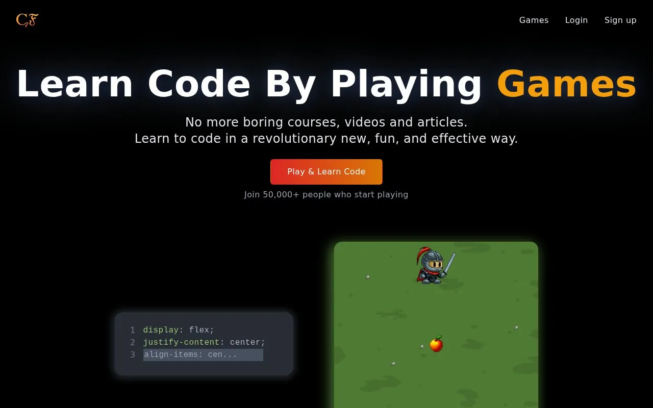 CodingFantasy homepage screenshot