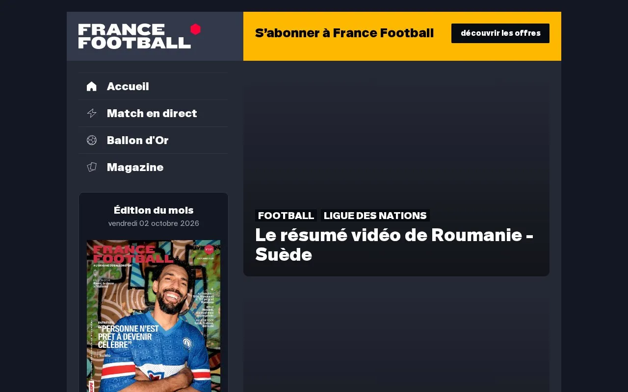 France Football homepage screenshot