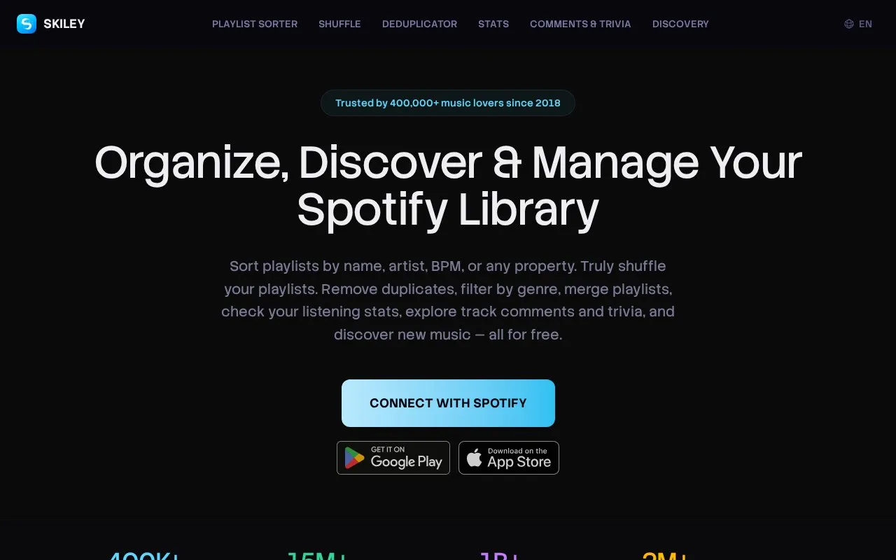 Skiley homepage screenshot
