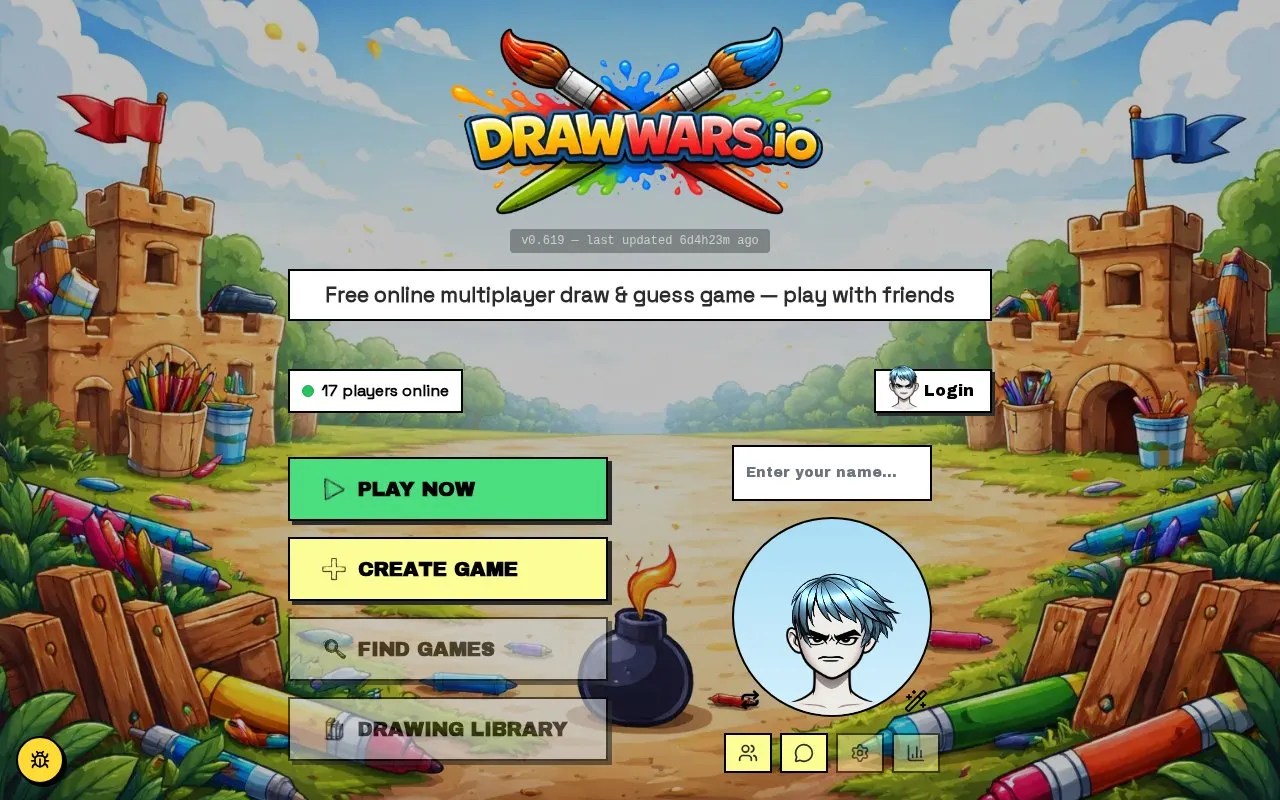 DrawWars homepage screenshot