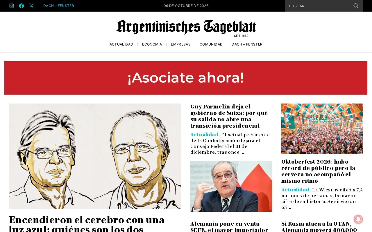 Argentinisches Tageblatt homepage screenshot