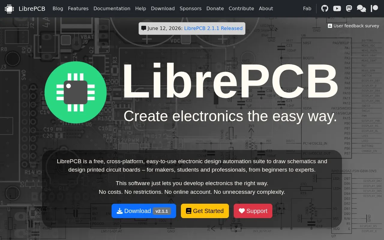 LibrePCB homepage screenshot