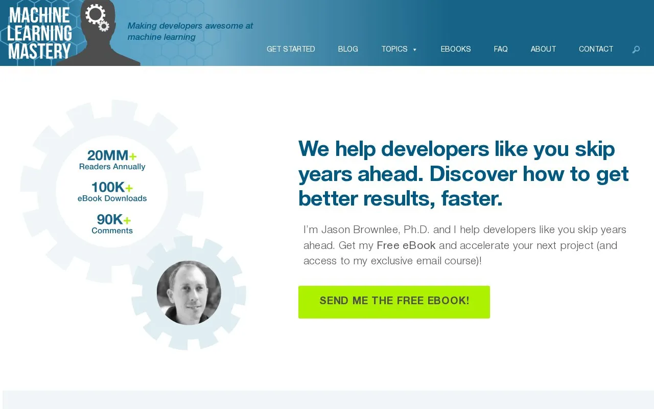 Machine Learning Mastery homepage screenshot