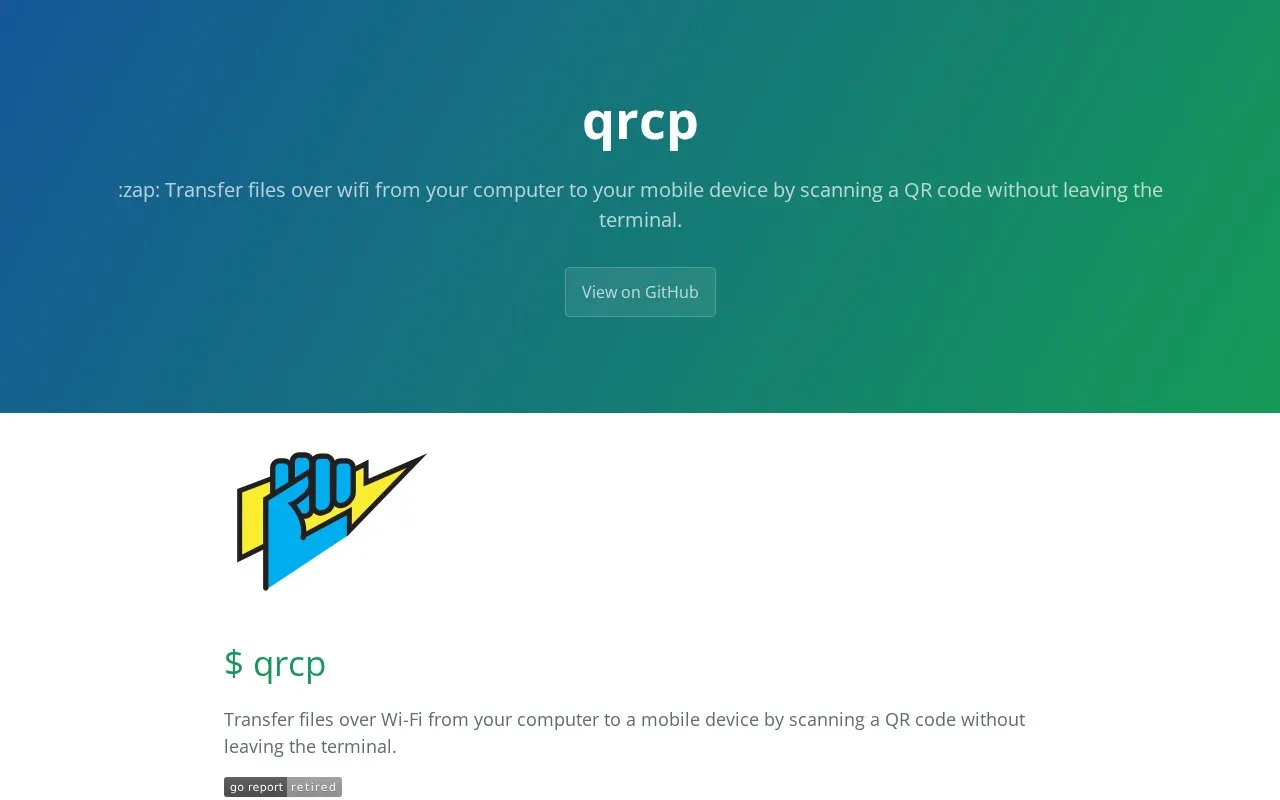 qrcp homepage screenshot