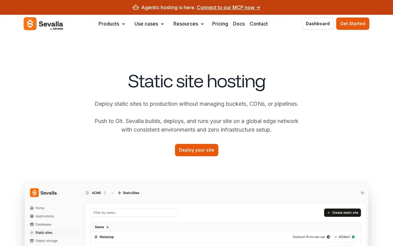 Sevalla homepage screenshot