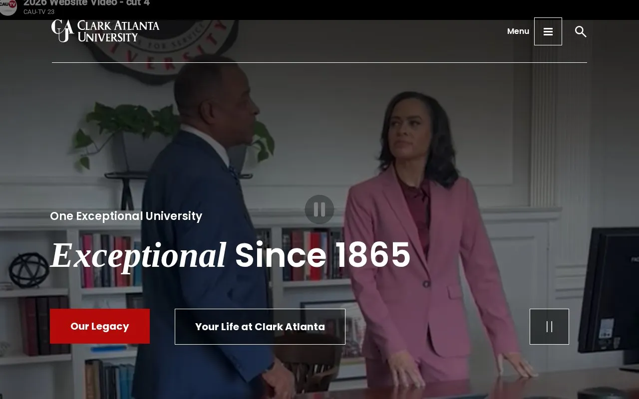 Clark Atlanta University homepage screenshot