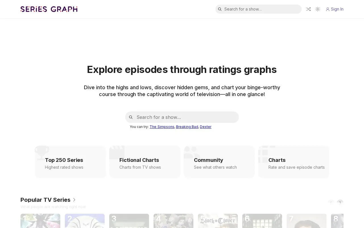 Series Graph homepage screenshot