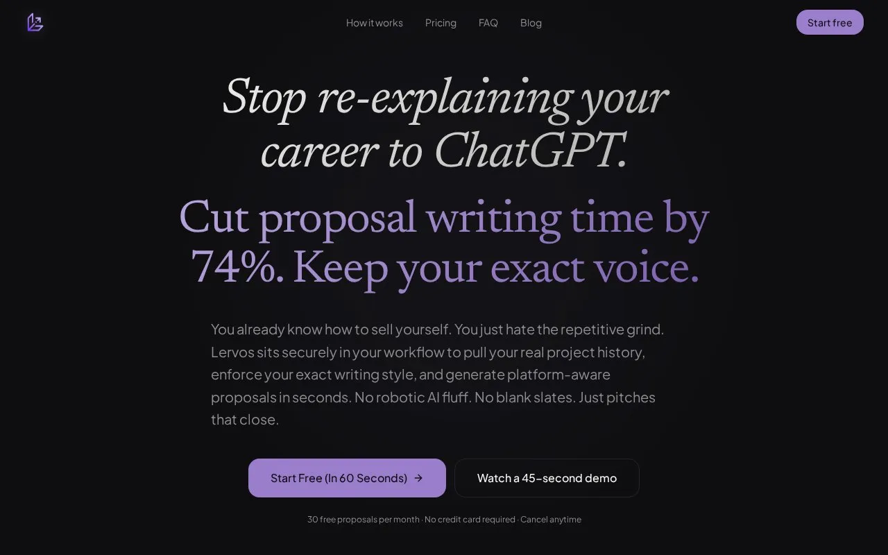 Lervos homepage screenshot