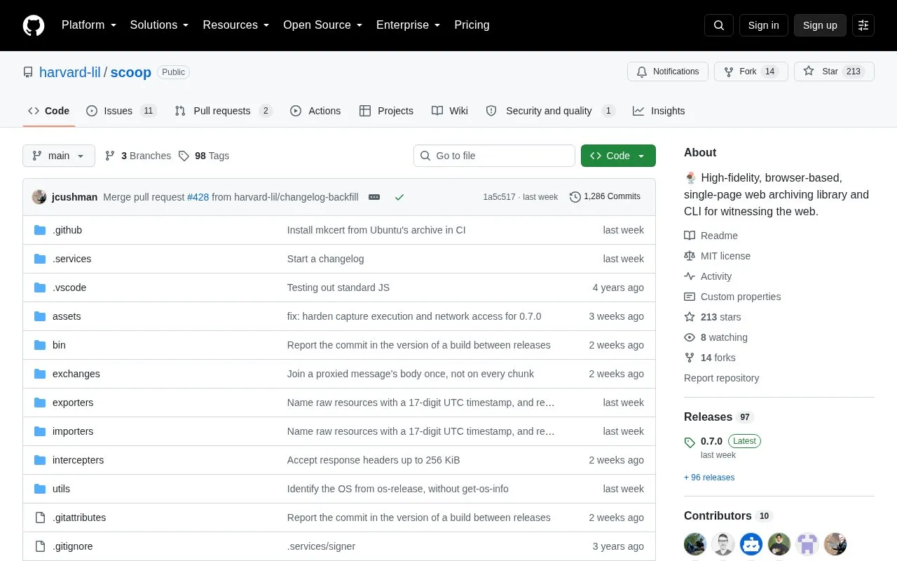 Scoop homepage screenshot