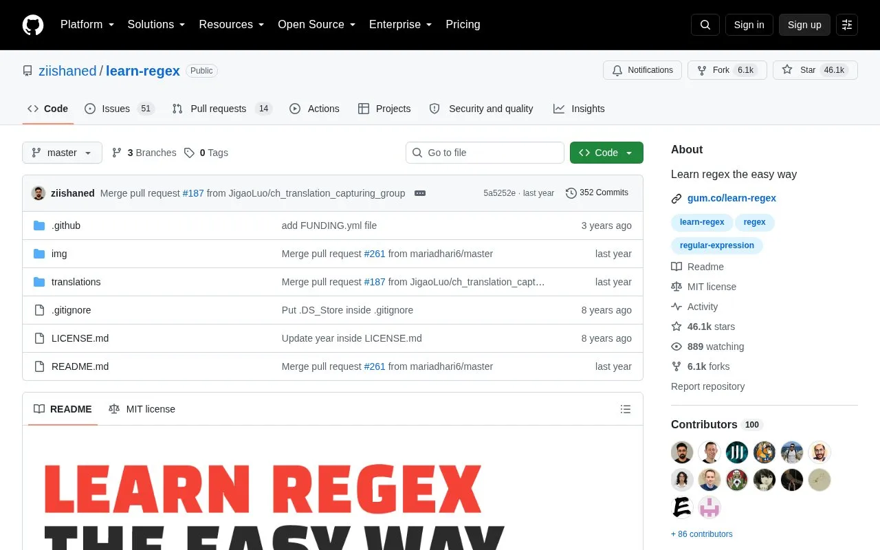 learn-regex homepage screenshot