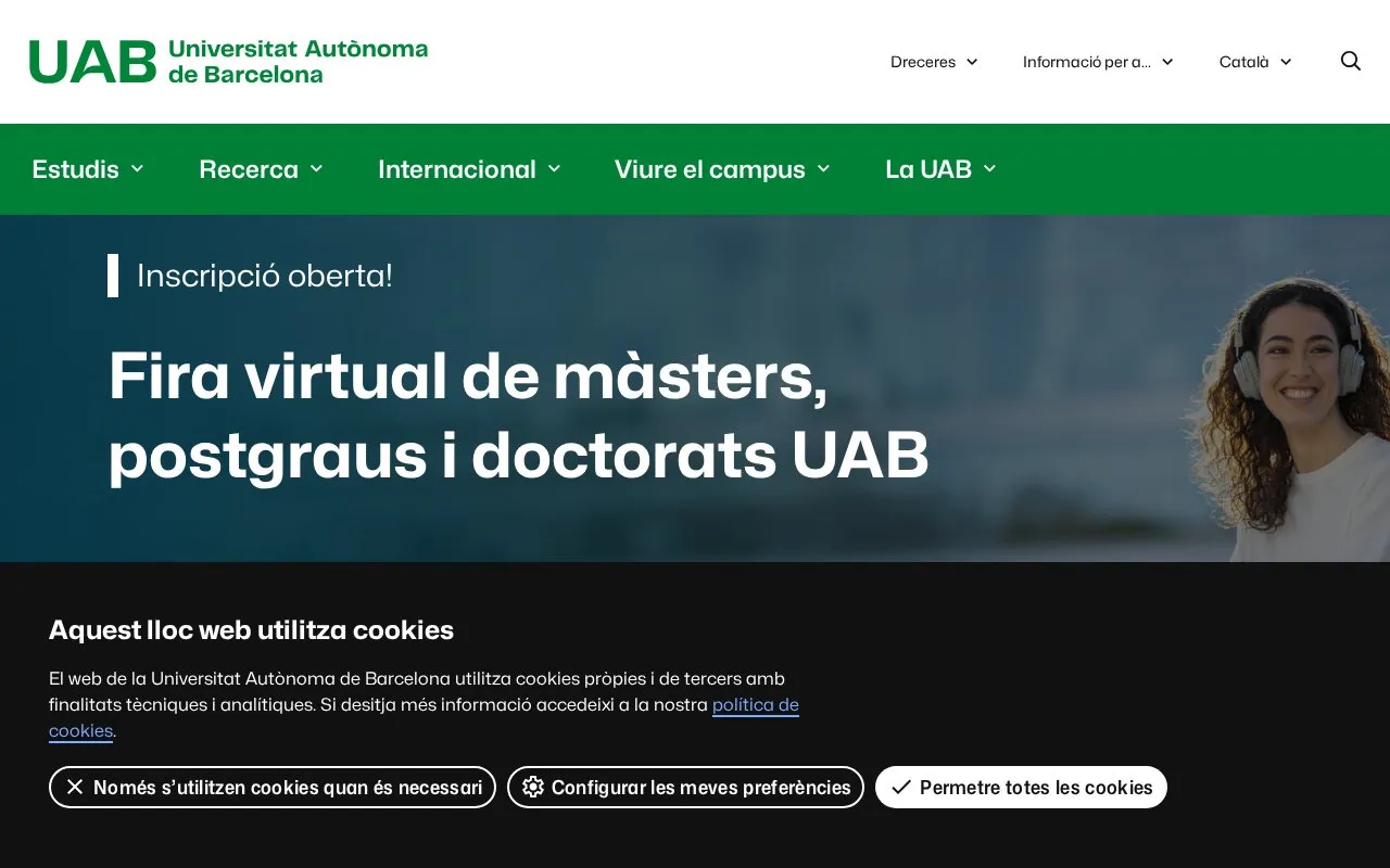 Universitat Autonoma de Barcelona homepage screenshot