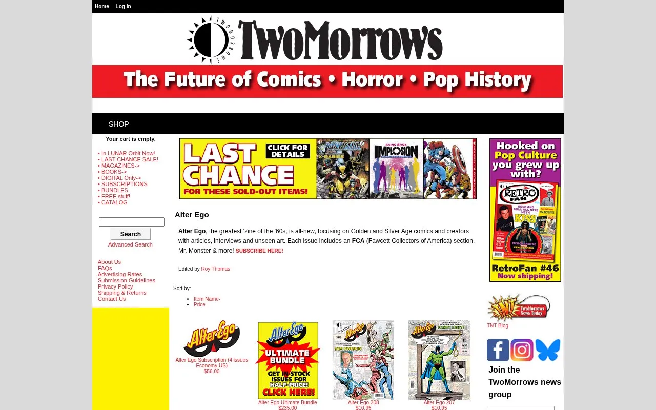 Alter Ego homepage screenshot