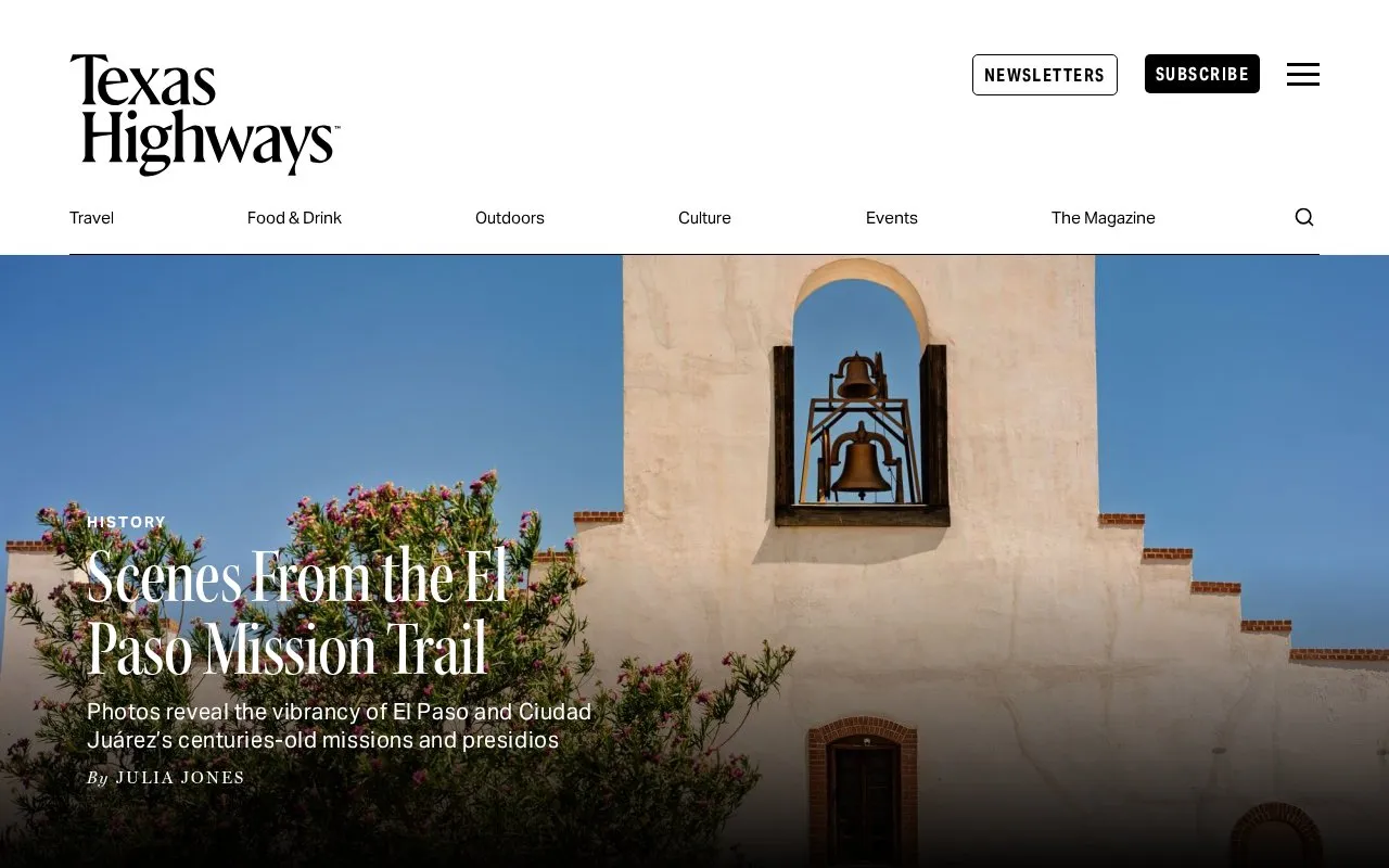 Texas Highways homepage screenshot
