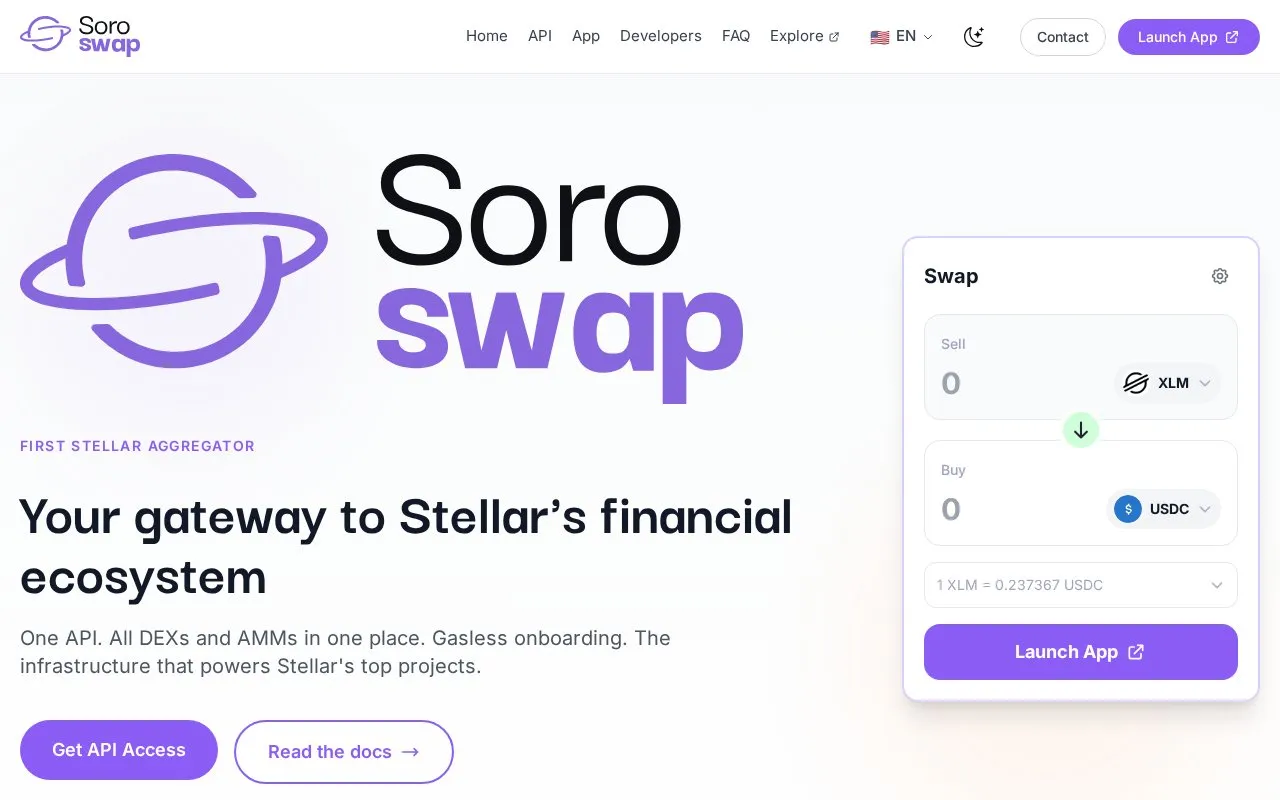 Soroswap homepage screenshot