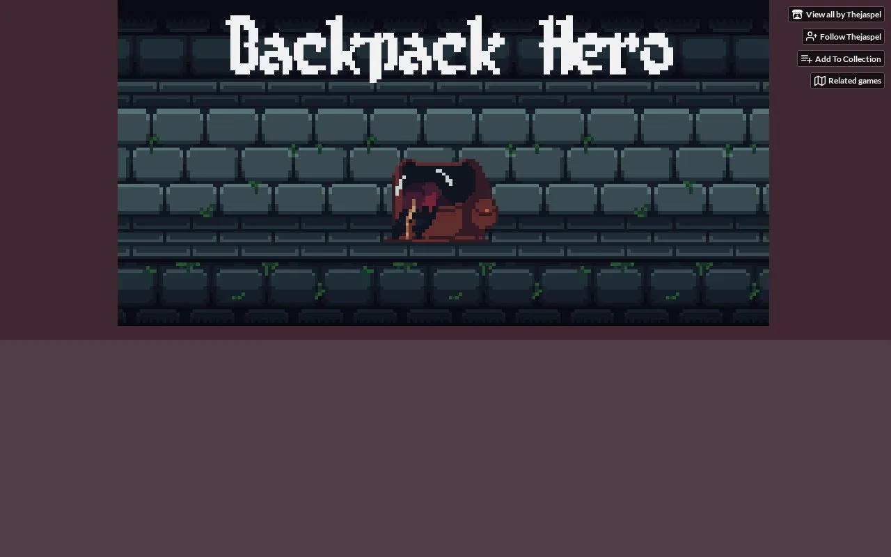 Backpack Hero homepage screenshot