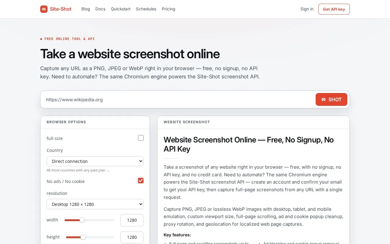 Site-Shot homepage screenshot