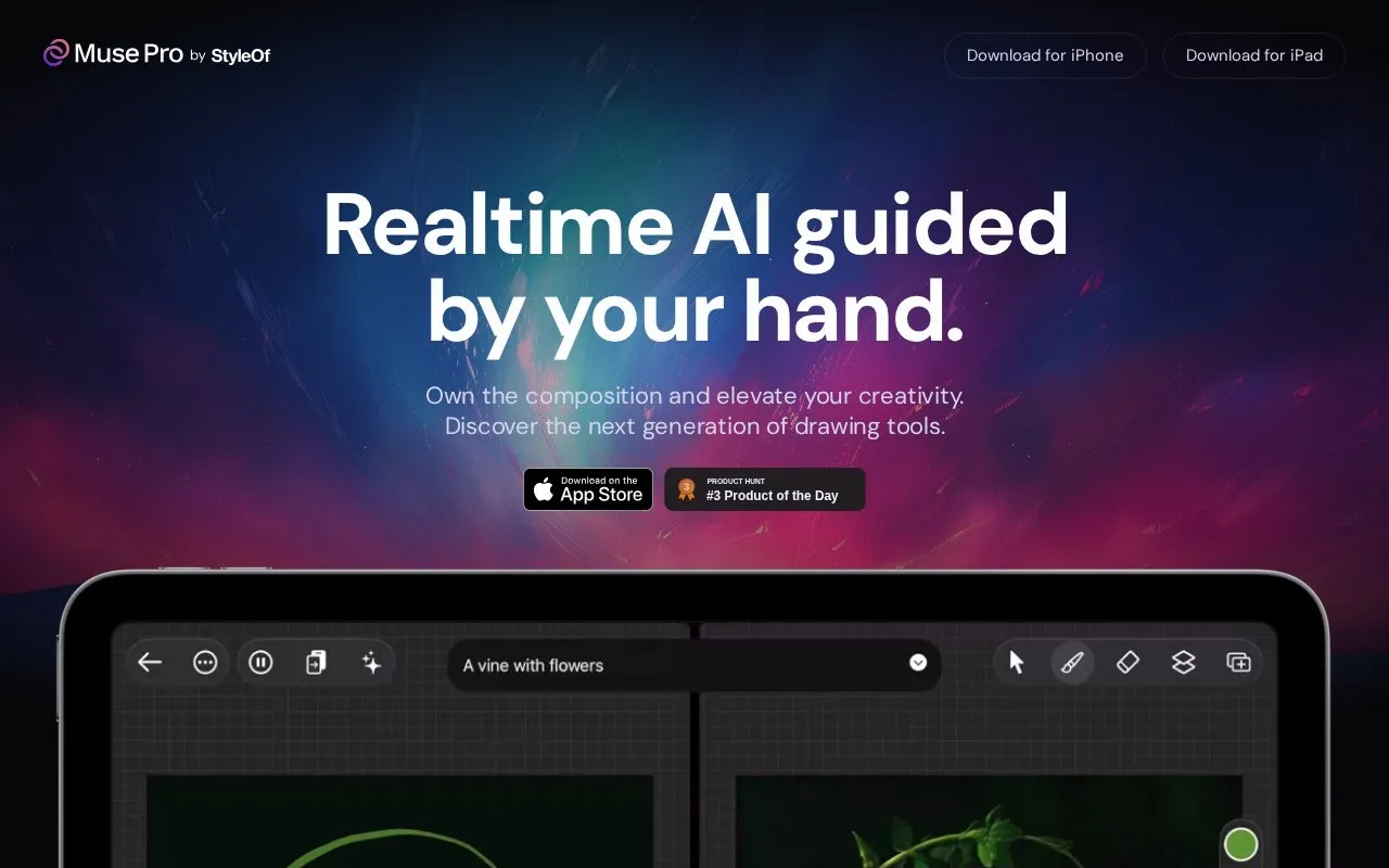 Muse Pro homepage screenshot