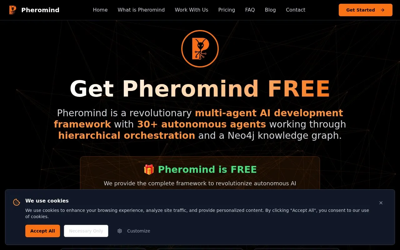 Pheromind homepage screenshot